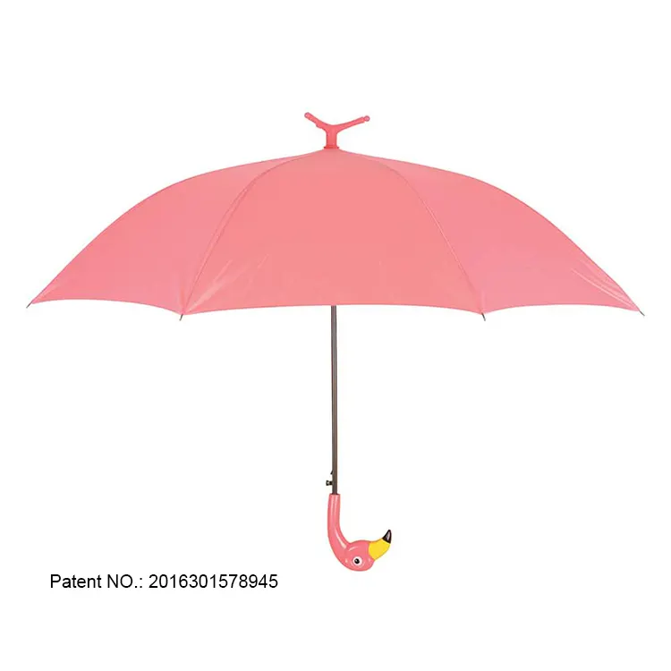 2021新しいデザインフラミンゴ動物キッズポータブルピンクストレート傘ポリエステルストレッチ