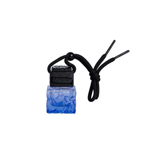 Empty 8ml Square Glass Transparent Amber Blue <b>Car</b> Perfume Bottle with Wooden Cap and Hanging Rope - Product Image 4