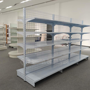 Estante de supermercado de góndola de panel trasero de malla de alambre de doble cara de alta resistencia en acero de madera de metal-Estante de supermercado de un solo lado - Product Image 2