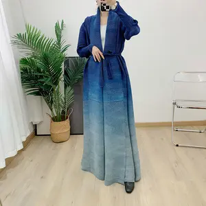 High Quality Pleated Windbreaker Women's Gradient Bat Sleeve Trench Coat Women's Belt Elegant Robe Jacket Tops Large Size