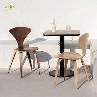 Chaise de salle à manger Cherner avec coussin en cuir, chaise de restaurant avec coussin en cuir