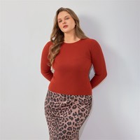 Pull en maille côtelée à col rond pour femme, coupe ajustée, motif jacquard à pois subtils, pull extensible pour l'automne et l'hiver