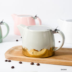 Amostra disponível para atacado, bule de descarga de cerâmica com infusor de aço inoxidável e tampa de café e chá - Product Image 4