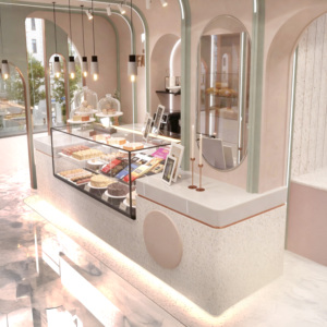 Design d'Interni per Pasticceria, Vetrina Espositiva in Vetro Personalizzata per Dessert, Decorazione su Misura per Negozio di Dolci - Product Image 3