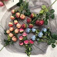 Chinesische Fabrik Bestseller Günstige Realistische Handgefertigte Seidenrosen Getrocknete Rosensträuße für Muttertag Heimdekoration