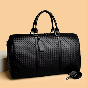 Bolsa de Viaje de Moda, Gran Capacidad, Bolsa de Lona de Cuero PU Tejido para Hombre con Compartimento para Zapatos, Bolsa de Equipaje Multifuncional - Product Image 1