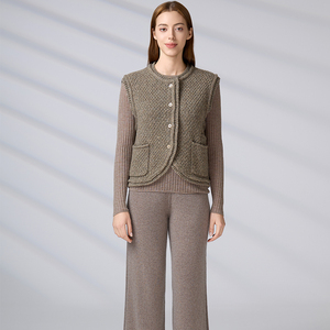 Chaleco de Punto Personalizado con Logotipo, Diseño Invernal sin Mangas, Chaleco de Punto Informal para Mujer, Suéter de Cuello Redondo, Cárdigan de Punto para Mujer - Product Image 6