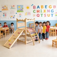 Structure d'escalade intérieure personnalisable, panneaux d'escalade robustes pour l'entraînement physique en bois massif et la maison de jeu pour enfants