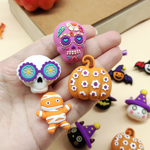 Cuentas de silicona con orificios rectos, diseño de calavera de azúcar y calabaza de Halloween, sueltas, para bolígrafos personalizables, llaveros, manualidades DIY, venta al por mayor - Product Image 2