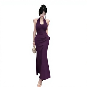 Elegante Vestido de Noche <span class=keywords><strong>Maxi</strong></span> de Cachemira con Corte en A para Mujer, Vestido de Verano Sexy con Cuello Halter, Espalda Descubierta y Cintura Ajustada - Product Image 1