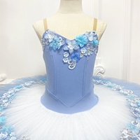 Tutu de ballet bleu clair ET23004 pour filles, tenue de danse, tutu de ballet floral, costume de performance pour compétition de ballet professionnelle