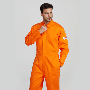 Overoles de Algodón Ignífugos Xk-071 para Trabajadores, Ropa de Trabajo para Todas las Estaciones, Uso Industrial, Color Naranja, Diseño Entero - Product Image 2