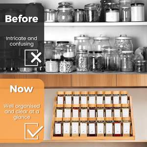 Organizador de especias de bambú para encimera, estante moderno de varios niveles para especias de cocina y almacenamiento de vajilla - Product Image 3