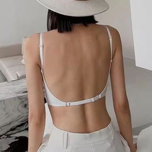 Deep U-Plunge Sexy Bras para niñas Candy Colors Multi-Way Push Transpirable Breast Agrandar Underwire Bra Cup Low W-Shape Backless - Product Image 3