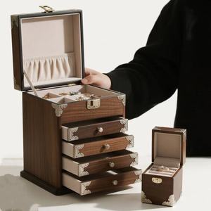 Nhà máy tùy chỉnh <span class=keywords><strong>CNC</strong></span> gia công dịch vụ hộp đồ trang sức lưu trữ đồ trang sức hộp Redwood Brass hộp đồ trang sức óc chó gỗ nguyên mẫu - Product Image 3