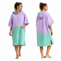 Serviette de plage personnalisée pour adulte, tricotée à la machine, en microfibre à carreaux, à capuche, séchage rapide, pour l'été, peignoir de bain avec design bicolore