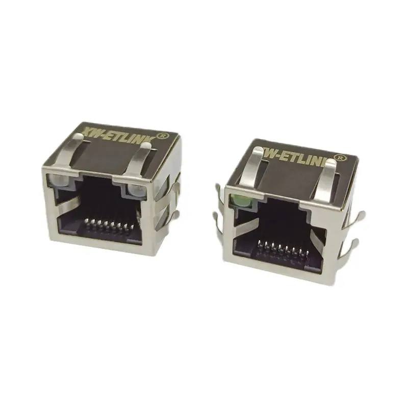 OEM tab up connecteur rj45 ağ fişi 10/100 base-t tek bağlantı noktalı led 5 pin ethernet rj45 konnektör dişi metal rj45 konektörü