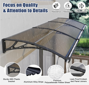 Toldo para Puerta de 40x80 Pulgadas con Canaleta, Cubierta de PC Resistente a la Intemperie para Protección Contra Lluvia/Nieve/Sol en Exteriores, para Entrada, Patio, Ventana - Product Image 2