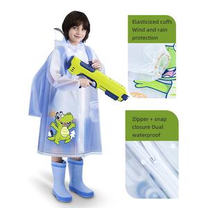 Imperméable pour enfants en matériau EVA imperméable avec capuche, unisexe, motif blanc, pliable, vêtements de pluie pour l'école - Product Image 2