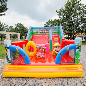 Venta caliente perro de dibujos animados castillo inflable tobogán de agua con Pared de escalada Combo Casa de rebote al por mayor castillo hinchable para niños - Product Image 4