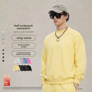 Suéter Casual Holgado de <span class=keywords><strong>Cuello</strong></span> Alto para Hombre, Otoño-Invierno 2025, Estilo Americano, Forrado con Felpa, Antiarrugas, Color Sólido - Product Image 1