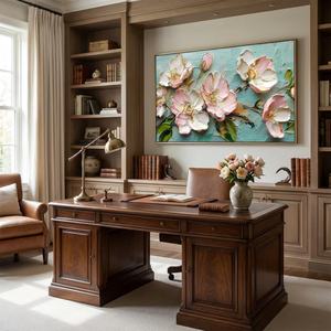 Pintura al Óleo Pintada a Mano de Peonía Acuática sobre Lienzo Texturizado, Obra de Arte Grande para Decoración de Pared en Sala de Estar, Dormitorio u Hotel - Product Image 6