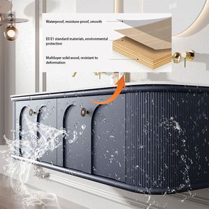 Meuble de salle de bain pratique au design personnalisé, simple, meuble de salle de bain suspendu au mur, meuble de salle de bain en bois - Product Image 4