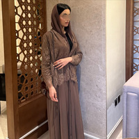 [RTS] 2026 Robes élégantes à manches longues en dentelle patchwork, en polyester, pour femmes musulmanes, style décontracté, kimono, Dubaï, Turquie