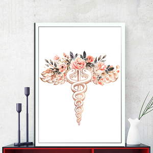 Peinture sur toile d'anatomie du <span class=keywords><strong>corps</strong></span> <span class=keywords><strong>humain</strong></span> avec fleurs abstraites, cerveau, cœur, organes, affiche d'éducation médicale, impressions modernes pour décoration murale - Product Image 5