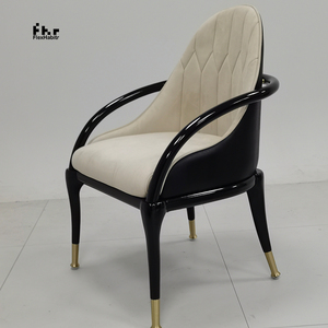 Modern <b>Velvet</b> Restaurant <b>Chairs</b> Midcentury Design Cushioned <b>Black</b> Frame Gold Feet Commercial Dining Furniture Set - Product Image 2