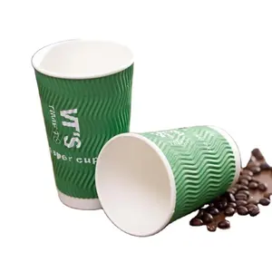 Ripple Paper Cup of Coffee and Tea Green Wall Style 8oz 12oz 14oz 16oz
