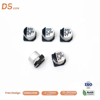 Condensateur électrolytique en aluminium SMD de qualité professionnelle 6.3V220uF, durable pour les projets de bricolage de circuits imprimés, fournisseur efficace en gros
