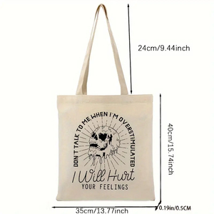 Sac fourre-tout en toile personnalisé avec motif squelette « <span class=keywords><strong>Ne</strong></span> me parlez <span class=keywords><strong>pas</strong></span> quand je suis surstimulé » pour femme, idéal pour les voyages - Product Image 2