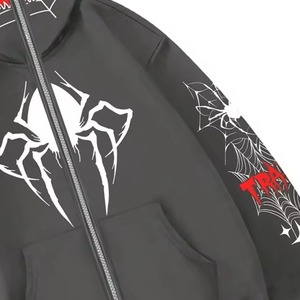 Sweat-shirt à capuche en coton 100% avec broderie d'araignée, style streetwear, pour homme et femme, hiver, couple, surdimensionné, haute qualité - Product Image 5