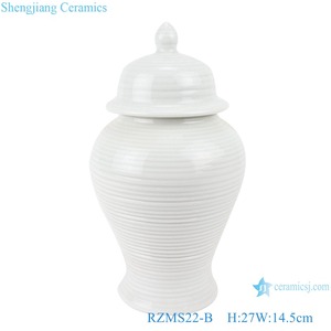 RZMS22-A-B stile nordico vaso di fiori con motivo a righe in porcellana smaltata verde e bianca vasi di zenzero con coperchio Lata de galletas de porc - Product Image 2