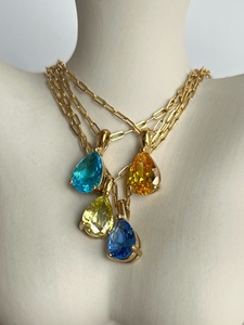 Collier pendentif en acier inoxydable plaqué or 18 carats Dazan New Ins Pvd <span class=keywords><strong>2022</strong></span> avec zircon coloré véritable du signe du zodiaque du <span class=keywords><strong>mois</strong></span> de naissance pour femmes - Product Image 2