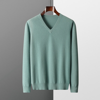 Pull en laine tricoté à col en V pour homme, personnalisé avec logo, épais, chaud, décontracté, pour l'hiver, vente en gros, OEM