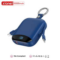 Powerbank 10000mAh Smartwatch Kabelloses Laden 2 Eingebaute Kabel Quadratischer Zinklegierungsring PD20W Reise Großhandel