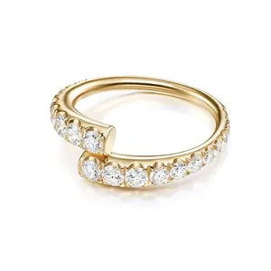 Gemnel delicate 925 sterling silver 18k gold vermeil gemstone diamond eternity band rings women
