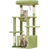 Tour à chat classique écologique de 39,4 pouces à 4 niveaux, arbre à chat luxueux pour chatons d'intérieur, hamac doux, grattoir en bois et papier, sisal
