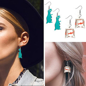 أقراط نسائية من الأكريليك من SC للفتيات, أقراط غريبة مرحة من الأكريليك لزجاجة مياه البطة مزودة بمصاصة على شكل مشروم أو مصاصة ، أقراط نسائية متدلية - Product Image 4