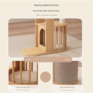 Arbre à chat en bois robuste et durable, style original, structure d'escalade intérieure à 4 niveaux, meuble de repos stable et sûr - Product Image 6