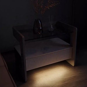 Light Luxury <strong>Minimalist</strong> Tempered Glass <strong>Bedside</strong> <strong>Table</strong> Bedroom Modern Smart Wireless Charging Night <strong>Table</strong> - Product Image 5