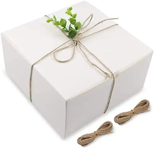 White paper Gift Boxes 12pcs 8x8x4 Inches with Lids for Gifts,Bridesmaid Proposal Box,Cupcake Boxes,Crafting
