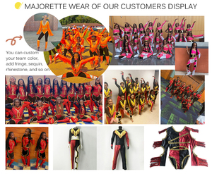 Normzl Kid Dance Performance Costume Majorette <span class=keywords><strong>Justaucorps</strong></span> Femmes Indigo Personnalisé Sequin Fringe Majorette Uniformes - Product Image 4