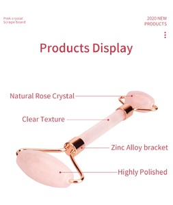 Ensemble de rouleaux de jade en quartz rose naturel et de masseur facial Gua Sha avec outil de pierre Visibilité améliorée du moteur de recherche - Product Image 6