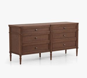 Comò a 6 cassetti in rovere massello, stile francese, nero, per camera da letto, con funzioni di archiviazione - Product Image 3