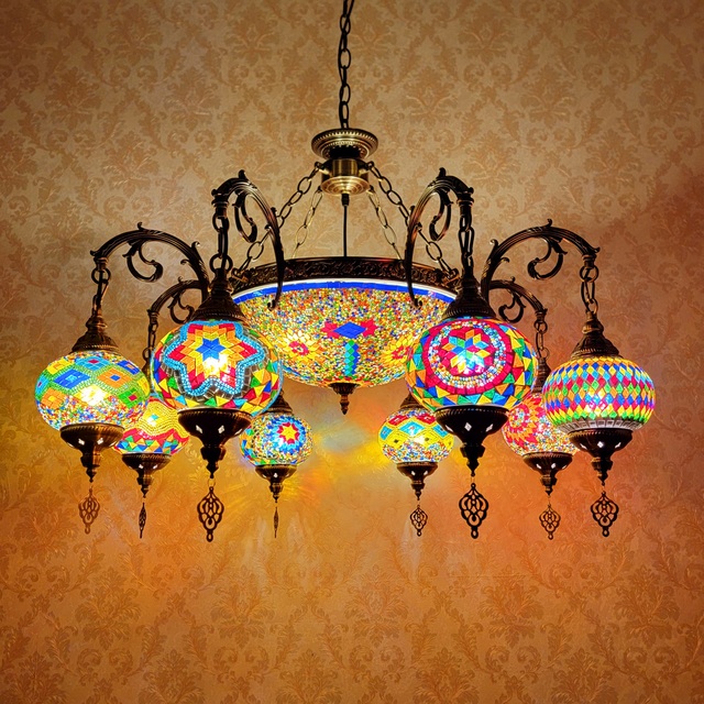 Best Price Handmade Mosaic Chandeliers Lamp Lighting Turkish Style Glass Home Decoration Chandelier