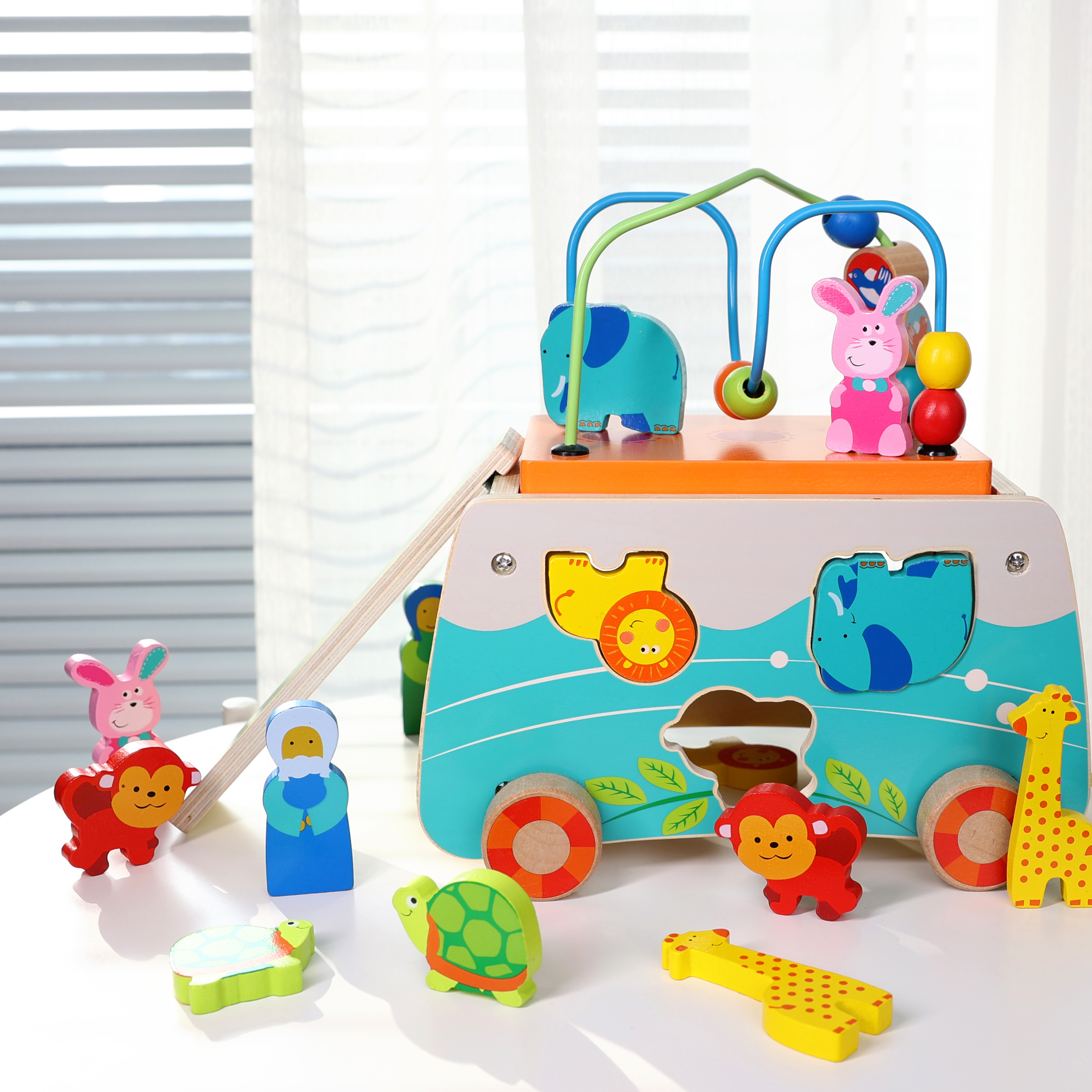 Обучающая игрушка для малышей, деревянная игрушка, игрушечная машинка-животное, Ковчег Ноя, деревянный автомобиль-животное