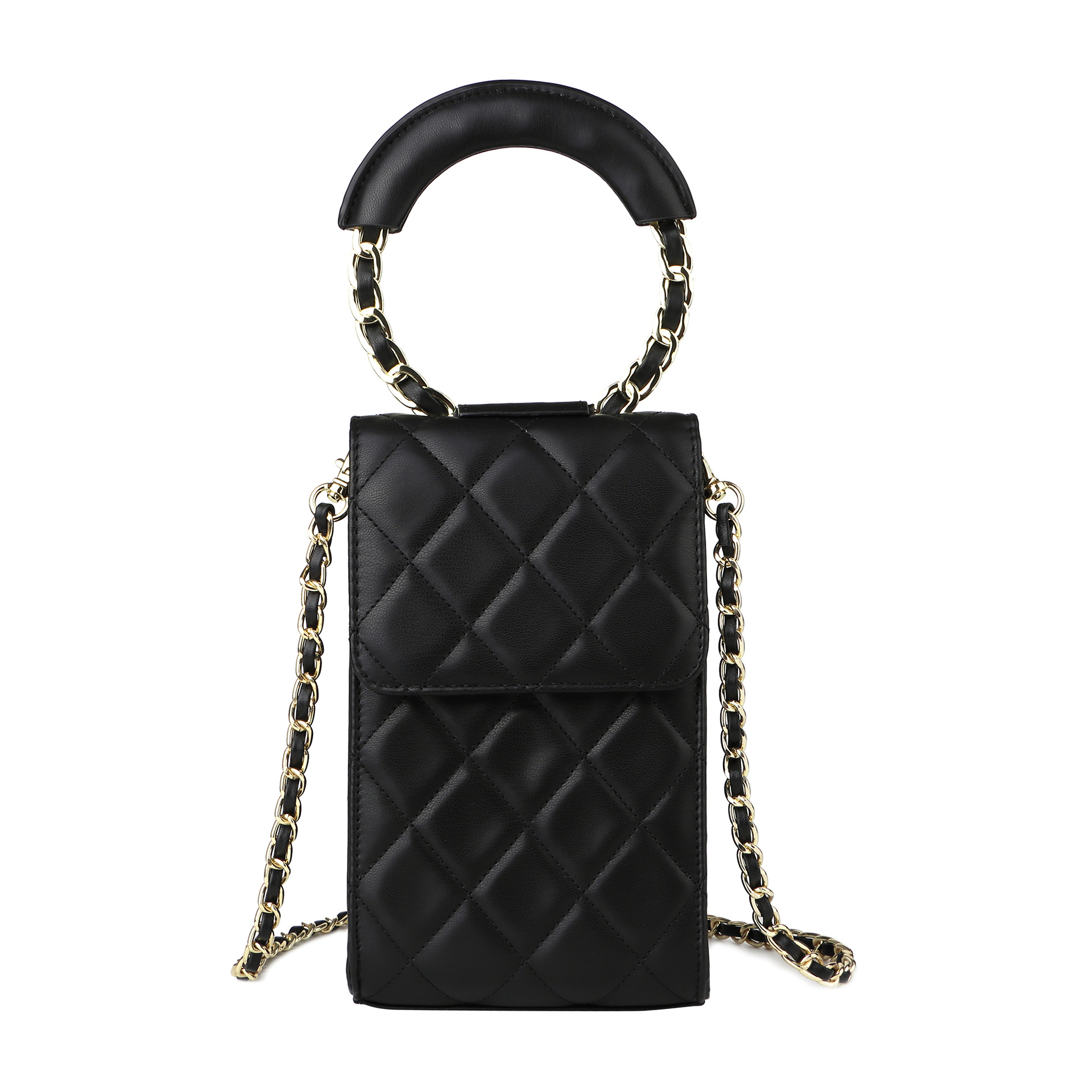 New Diamond Pattern Leather Mobile Phone Bag Women's New Trendy Chain Bag Unique Design Mini Crossbody Messenger Bag